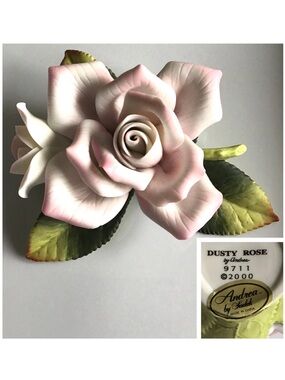 Vintage Fine Hand Painted Porcelain Art #9711 Dusty Rose By Andrea 2000